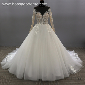 Jancember Fashion Luxury Neck Big Train a line wedding dress ball gown luxury